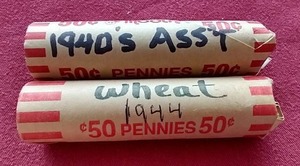 lot 222 image: (2) Wheat Penny Rolls