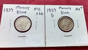 lot 223 image: 1937 & 1937-S Mercury Dimes