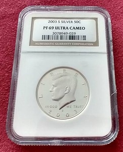 lot 225 image: 2003-S Silver Kennedy Half Dollar - NGC PF69 Ultra Cameo