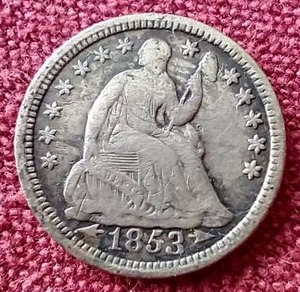 lot 239 image: 1853 Liberty Seated Half Dime - Arrows at Date