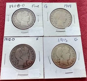 lot 264 image: (4) Barber Half Dollars