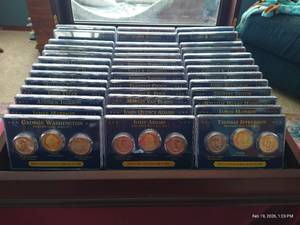 Gorgeous Presidential Dollar Collection in Wood Display Case