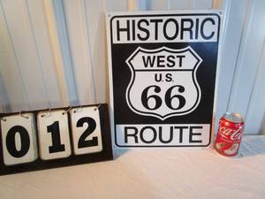 lot 12 image: Historic Route 66 West Metal Sign