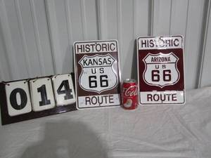 lot 14 image: Historic Route 66 Signs - Arizona & Kansas