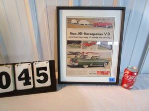 lot 45 image: Woodsedge 1964 Mercury Framed Ad