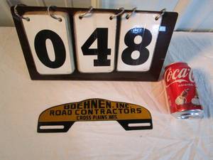 lot 48 image: Boehnen Inc Road Contractors Cross Plains WI License Plate Sign