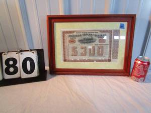 lot 80 image: Framed Atchison Topeka & Santa Fe Mortgage Gold Bond