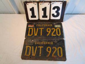 lot 113 image: Two California Vintage License Plates