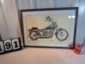 lot 191 image: Harley Davidson Motorcycle Framed Print