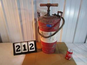lot 212 image: Antique Hand Pumped Fire Extinguisher