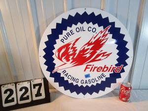 lot 227 image: Pure Oil Company Firebird Metal Sign