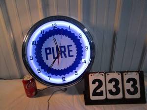 lot 233 image: Pure Oil Company Neon Clock