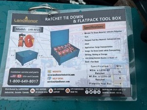 lot 296 image: Landhonor Ratchet Tie Down & Flatpack Tool Box LHR-RF24