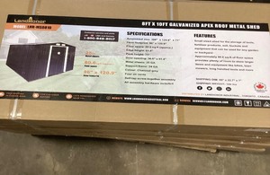 lot 328 image: Landhonor 8ft x 10ft Galvanized Apex Roof Metal Shed LHR-MS0810