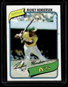 lot 7 image: Rickey Henderson RC 1980 Topps #482 Vintage Rookie Baseball Card - Centered Nice