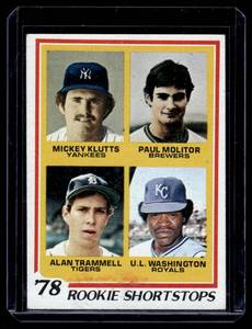 lot 29 image: Paul Molitor  Alan Trammel RC 1978 Topps Rookie Shortstops #707 Vintage Baseball Card