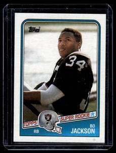 lot 38 image: Bo Jackson RC 1988 Topps #327 Rookie Vintage Football Card