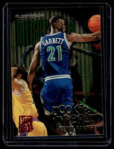 lot 54 image: Kevin Garnett Tough Insert RC 1995-96 Fleer Rookie Phenom Hot Packs #1 Rookie Minnesota Timberwolves Basketball Card