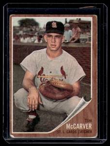 lot 59 image: Tim McCarver RC 1962 Topps #167 Vintage Baseball Card