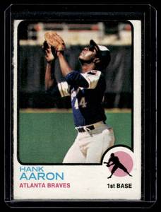 lot 75 image: Hank Aaron 1973 Topps #100 Vintage Baseball Card