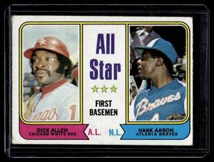 lot 82 image: Hank Aaron  Dick Allen 1974 Topps All-Star 1st Basemen #332 Vintage Baseball Card