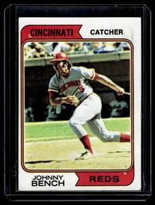 lot 90 image: Johnny Bench 1974 Topps #10 Vintage Baseball Card