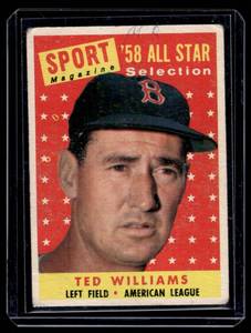 lot 104 image: Ted Williams 1958 Topps #485 Vintage Baseball Card - High #