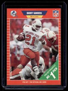 lot 111 image: Barry Sanders RC 1989 Pro Set #494 Rookie Football Card
