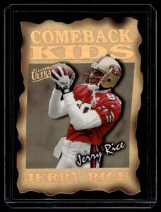 lot 154 image: Jerry Rice Die Cut 1997 Fleer Ultra Comeback Kids Insert #3 Football Card