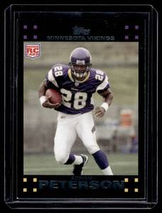 lot 159 image: Adrian Peterson RC 2007 Topps #5 Rookie Minnesota Vikings Football Card