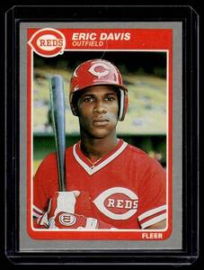 lot 190 image: Eric Davis RC 1985 Fleer #533 Rookie Vintage Baseball Card