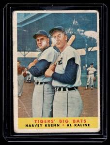 lot 213 image: 1958 Topps Tigers Big Bats #304 w Al Kaline Vintage Baseball Card