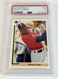 lot 23 image: Michael Jordan RC Baseball 1991 Upper Deck #SP1 PSA 5 EX Rookie Baseball Card