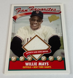lot 33 image: Willie Mays RARE Game-Used Relic 2004 Topps All-Time Fan Favorites #FFR-WM Baseball Card