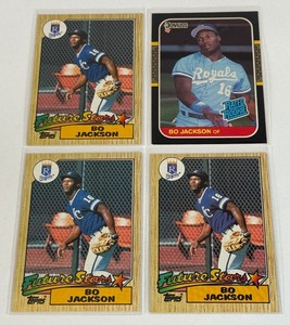 lot 130 image: Bo Jackson RC 4-Card Lot Donruss and Topps Baseball Rookie Cards