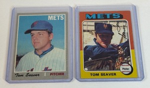 lot 144 image: Tom Seaver 2- Card Vintage Baseball Lot 1970 and 1975 Topps