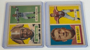 lot 181 image: 1957 Topps Football 2 Card Vintage Lot - John Johnson and Bob St. Clair