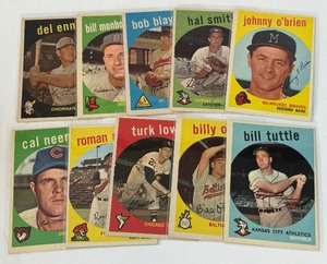 lot 187 image: 1959 Topps 10 Card Vintage Baseball Lot
