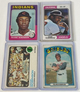 lot 203 image: Frank Robinson 4 Card Lot 1972, 1973, 1975, 1975 Vintage Baseball Cards