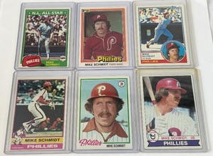 lot 205 image: Mike Schmidt 6 Card Lot 1976-1983 Vintage Baseball Cards