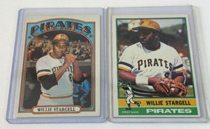 lot 206 image: Willie Stargell 2 Card Lot 1972 and 1976 Vintage Baseball Cards