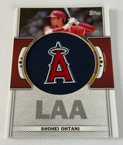 lot 101 image: Shohei Ohtani 2023 Topps Logo Commemorative Patch #TLP-SO Baseball Card
