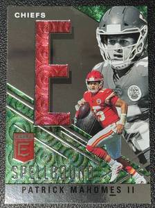 lot 60A image: 2021 Elite Patrick Mahomes Spellbound E Kansas City Chiefs NFL Football Card No. S-E