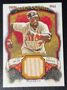lot 165A image: 2024 Allen & Ginter Kirby Puckett Game-Used Bat Piece Minnesota Twins MLB Baseball Card No. AGR-KPU