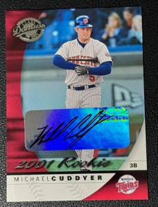 lot 175A image: 2001 Donruss Michael Cuddyer Minnesota Twins Rookie Auto MLB Baseball Card 00141875 No. 142