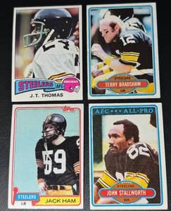 lot 125A image: 4-Card Pittsburgh Steelers NFL Vintage Football Card Lot (Star Players)