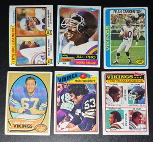 lot 200A image: 6-Card Minnesota Vikings Vintage NFL Football Card Lot (Star Players)