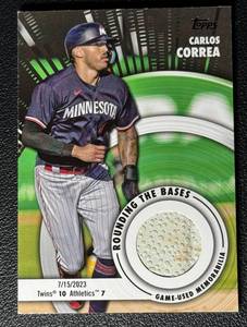lot 20A image: Carlos Correa 2024 Topps Chrome Game-Used Relic Minnesota Twins Baseball Card No. TCA-CCO