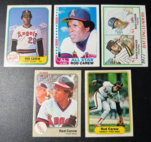 lot 297 image: Rod Carew 5 Card Vintage Baseball Lot