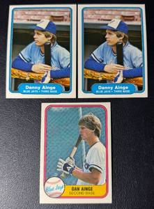 lot 308 image: Danny Ainge 3 Card RC Vintage Rookie Baseball Card Lot
